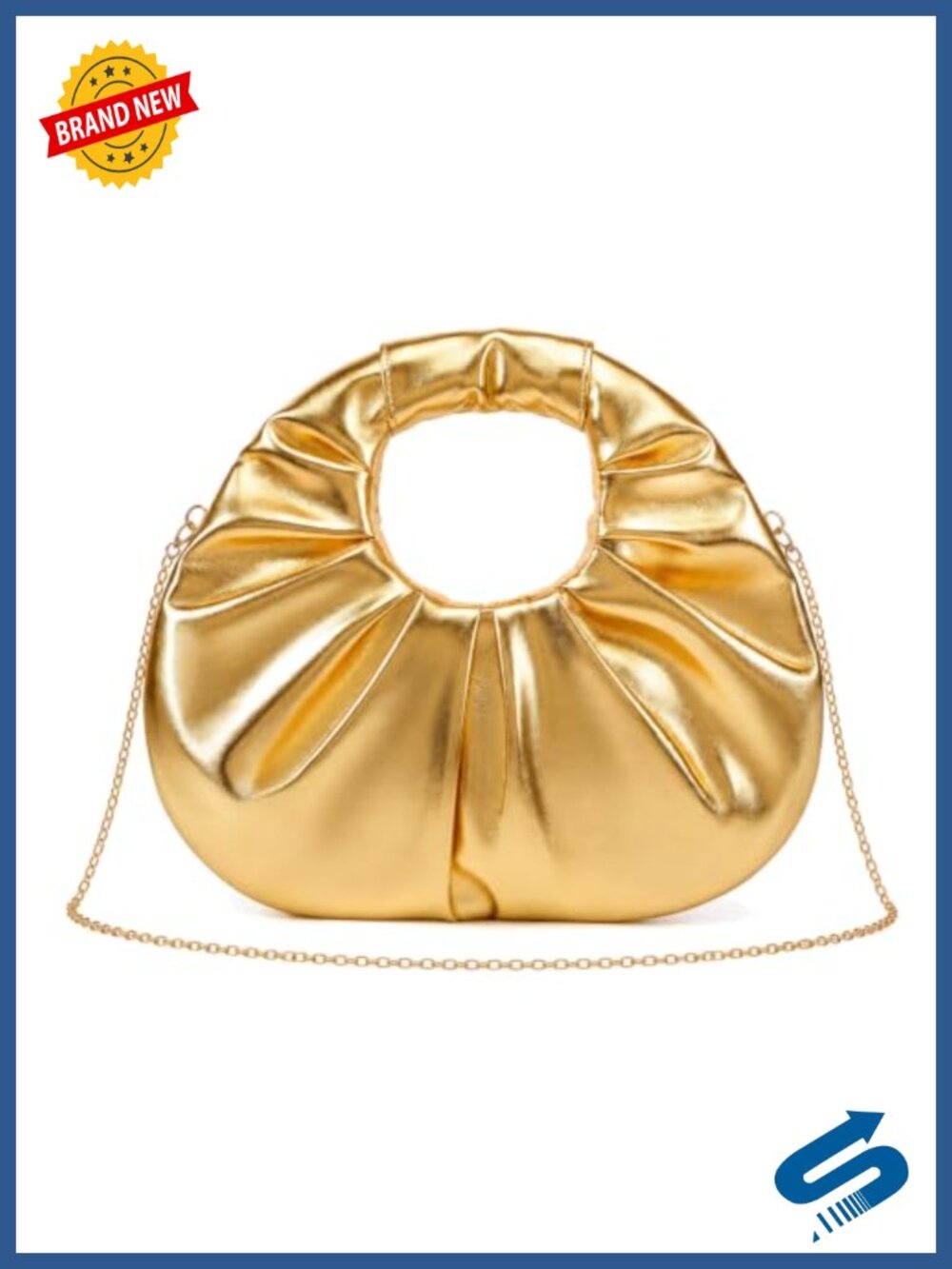 Ruched Cloud Clutch Bag Vegan Leather Artificial Straw Evening Handbag
